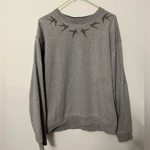 Alexander McQueen Gray Men's Sweater Bird neck Design